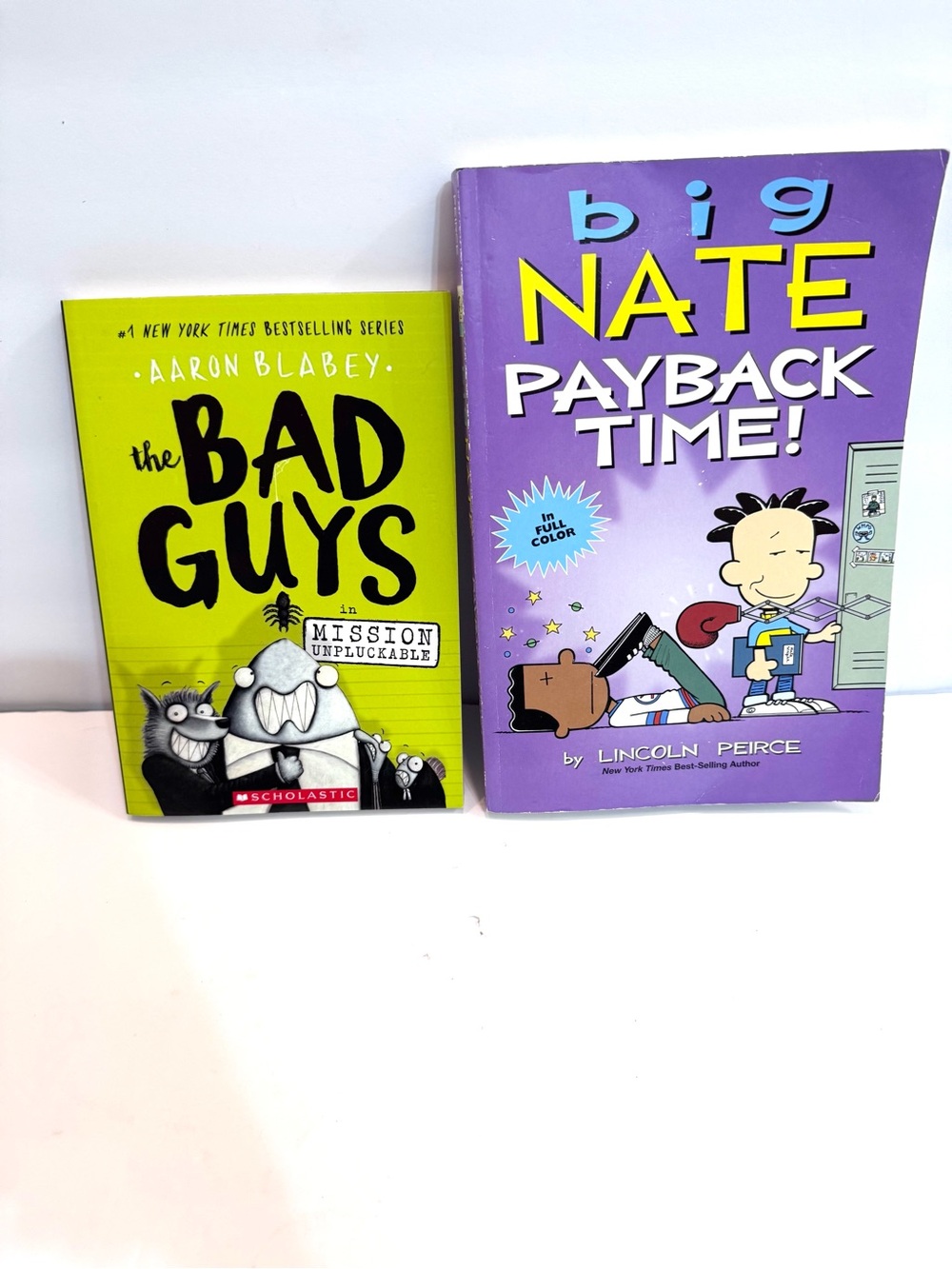 2 Kid Books Bad Guys: Mission Unpluckable Big Nate Payback Time Graphic Novels